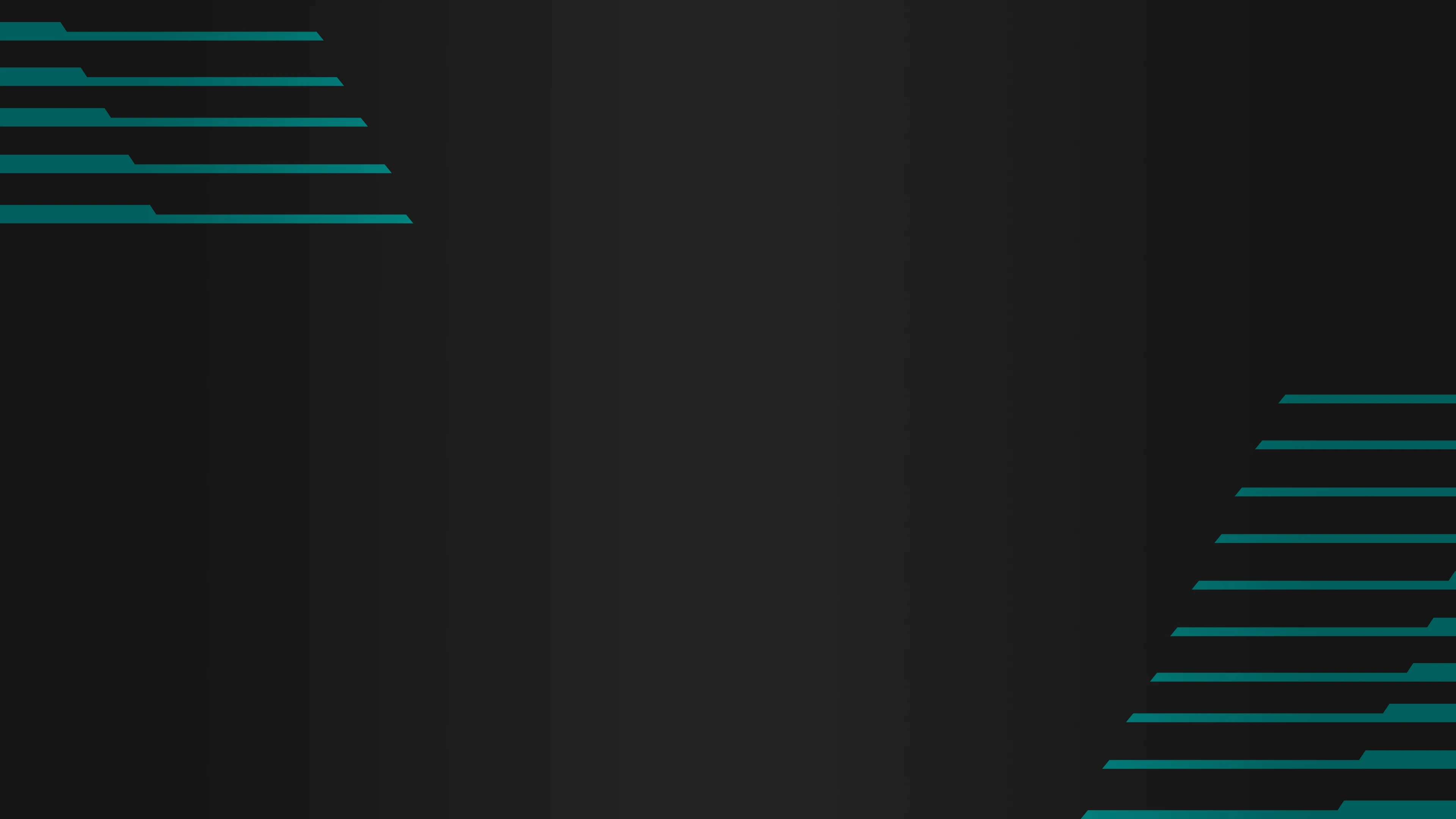 Black background with teal diagonal lines forming triangular patterns in the corners, creating a modern, minimalist design.